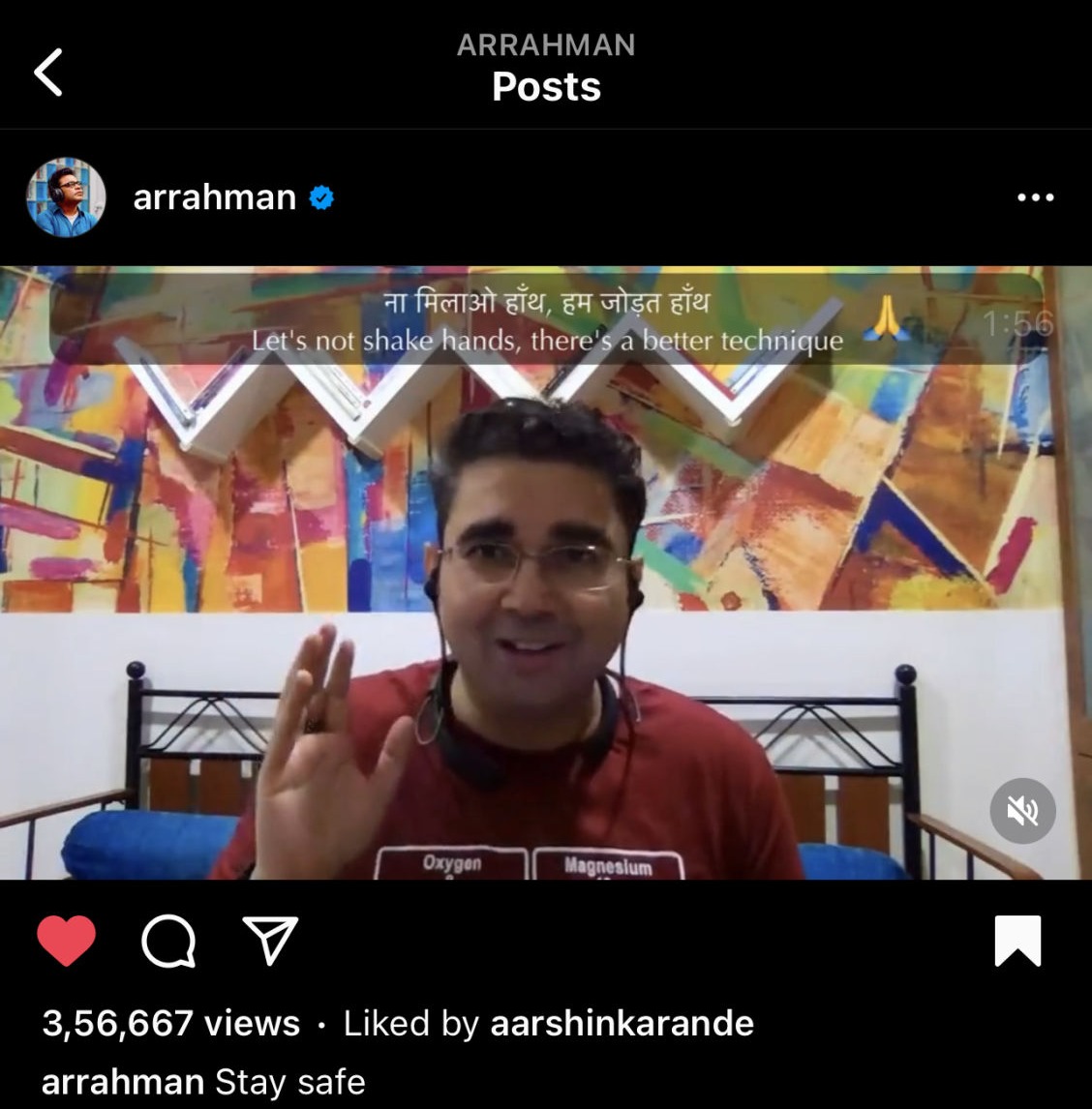 Na Corona Karo song being shared by A. R. Rahman
