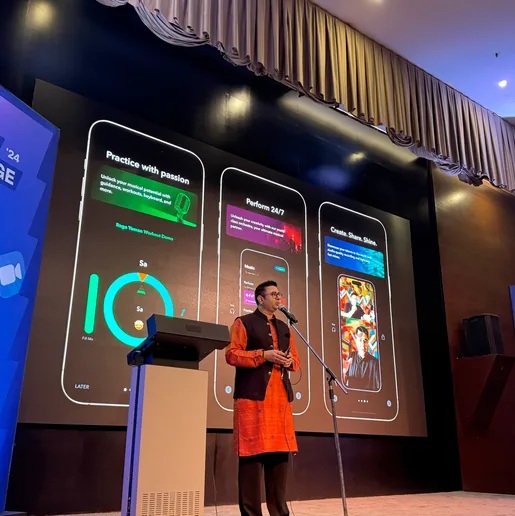 Sandeep presenting NaadSadhana on stage